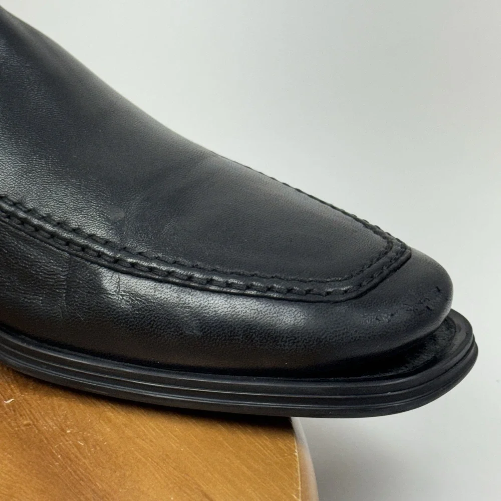Mens Magnanni Madrid Black Leather Slip On Casual Venetian Loafers Size 9 D GUC
